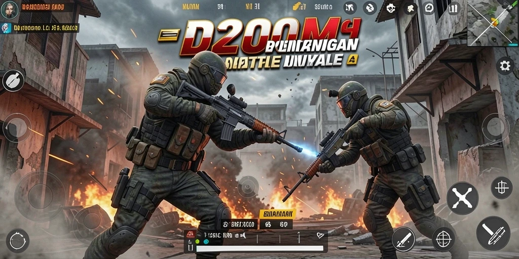 Gambaran pertarungan intens di arena D200M Battle Royale.
