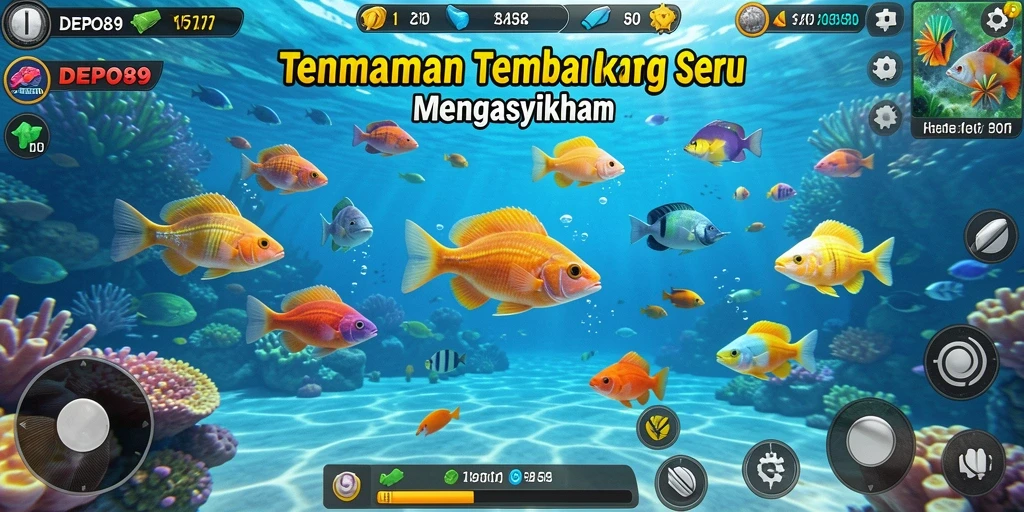 Gameplay seru dalam DEPO89 dengan ikan beraneka ragam.