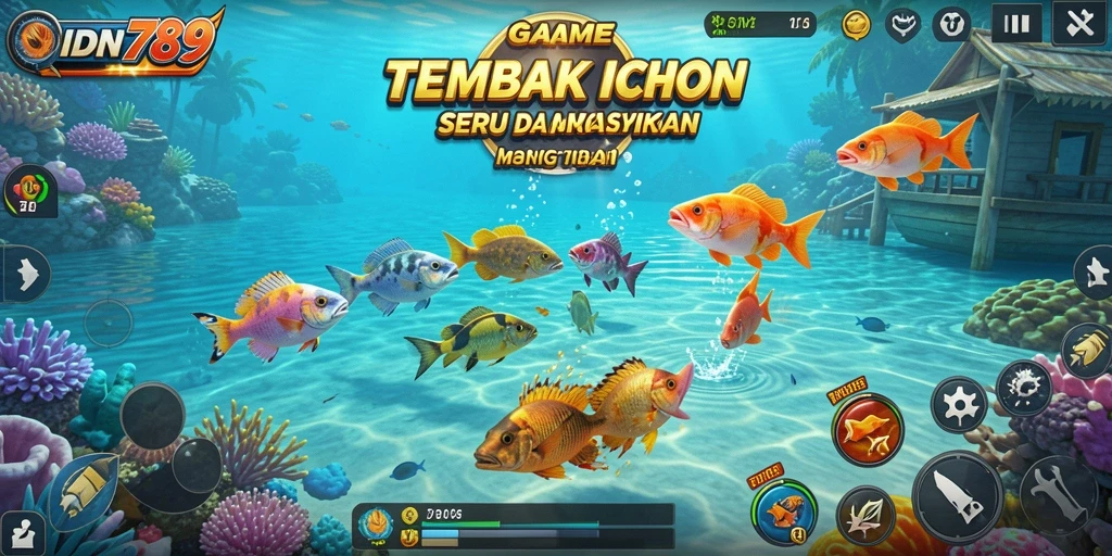 Tampilan gameplay seru di IDN789 dengan berbagai ikan yang ditangkap.
