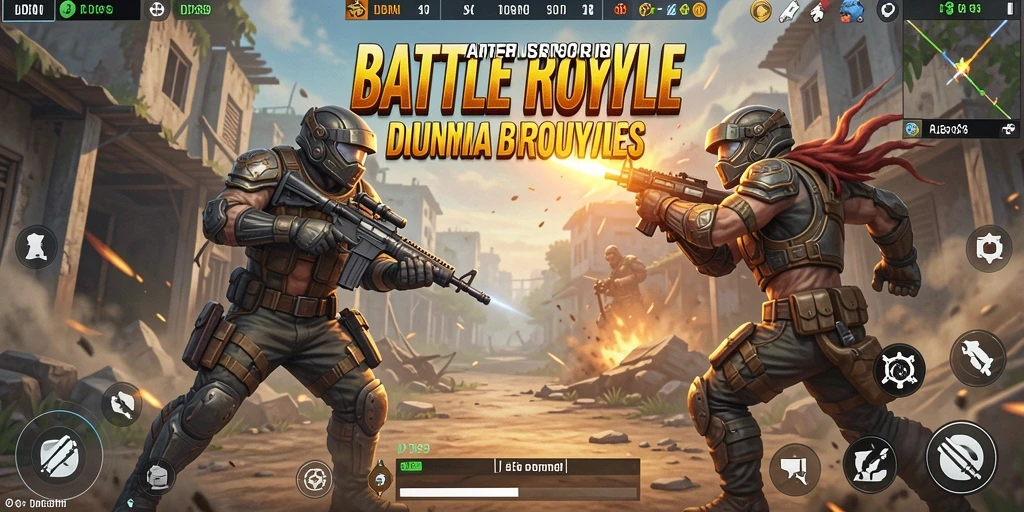 Screenshot menampilkan pertarungan intens dalam game Battle Royale.