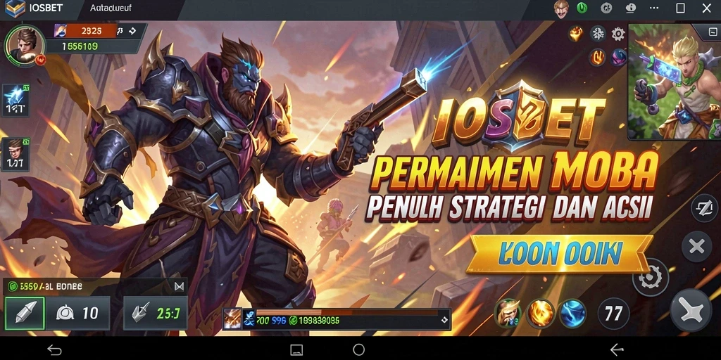 Tangkapan layar menunjukkan pertempuran epik dalam game MOBA.