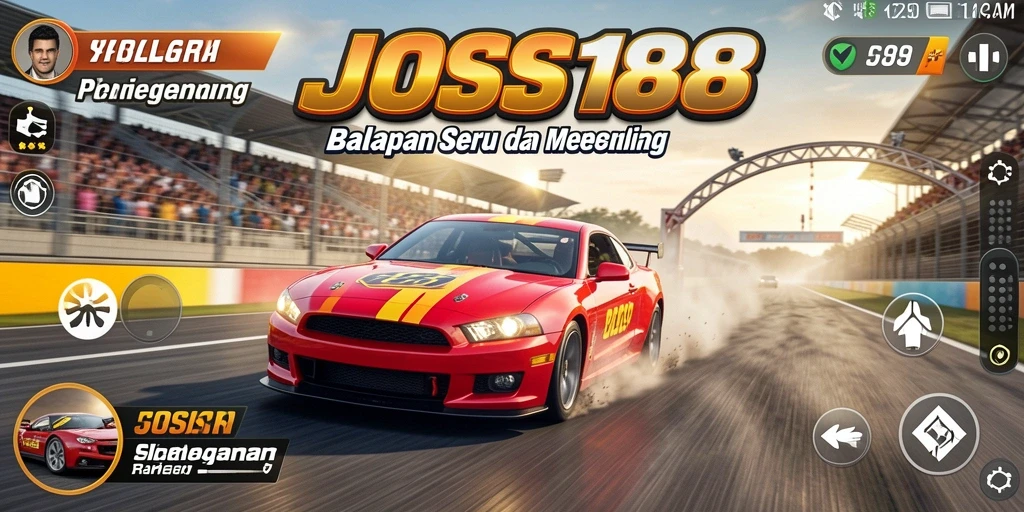 Screenshot JOSS188 menampilkan intensnya balapan mobil di lintasan yang mendebarkan.