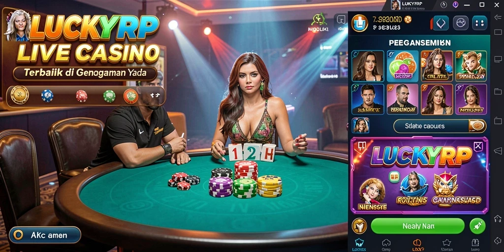 Screenshot gameplay <strong>LUCKYRP</strong> menampilkan suasana kasino yang hidup dan interaktif.