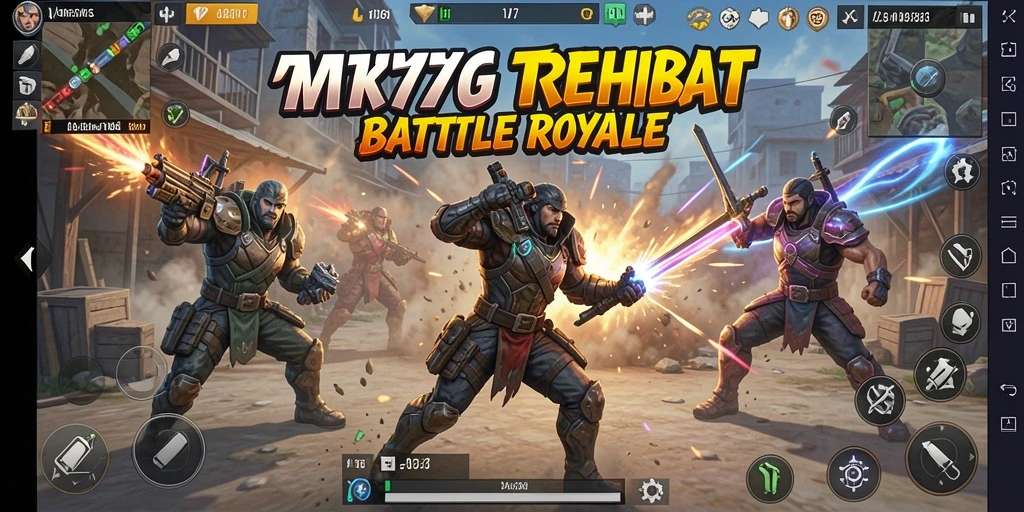 Tangkapan layar gameplay MT777 dengan aksi pertarungan seru di arena Battle Royale.