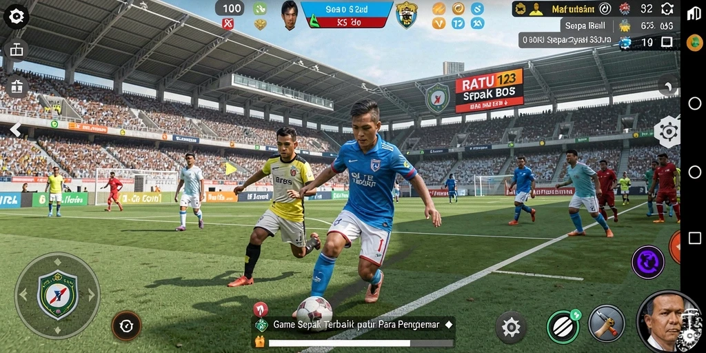 Tangkapan layar gameplay <strong>RATU123</strong> yang menampilkan aksi seru di lapangan.