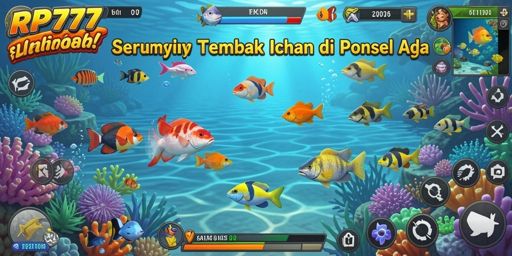 Tangkapan layar gameplay RP777 saat menembaki ikan di lautan.