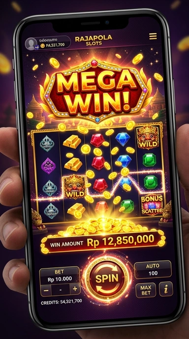 Tampilan aplikasi rajapola dengan menu navigasi yang jelas.